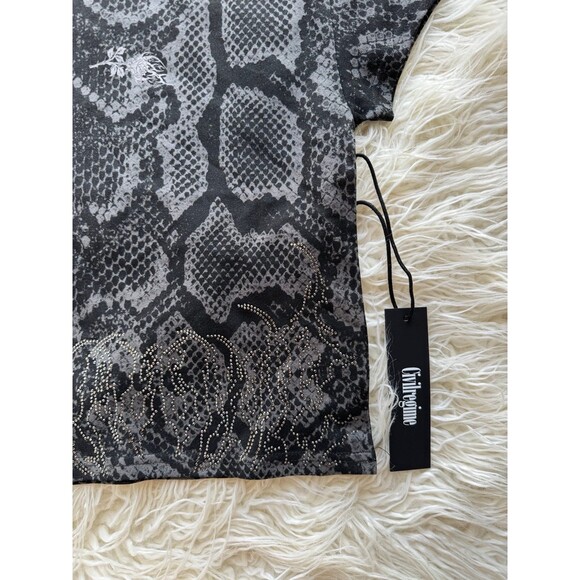 Civil Regime Boa Bliss Baby Tee Tonal Black Rhinestone
Size Medium - Picture 4 of 9